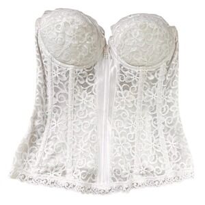 Lilyette 0600 34C White Bridal Push Up Longline Underwire Lace Corset